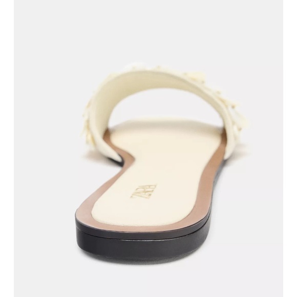 Zara Flat Sandals With Pearlescent Pieces NWT - Picture 4 of 5